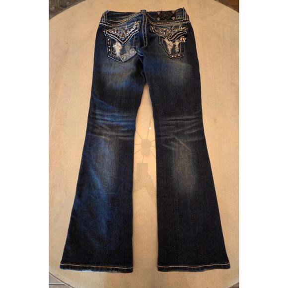 Miss Me Women's Denim Boot Jean SZ 26 Sequin Patchwork Y2K Low Rise - Picture 3 of 11